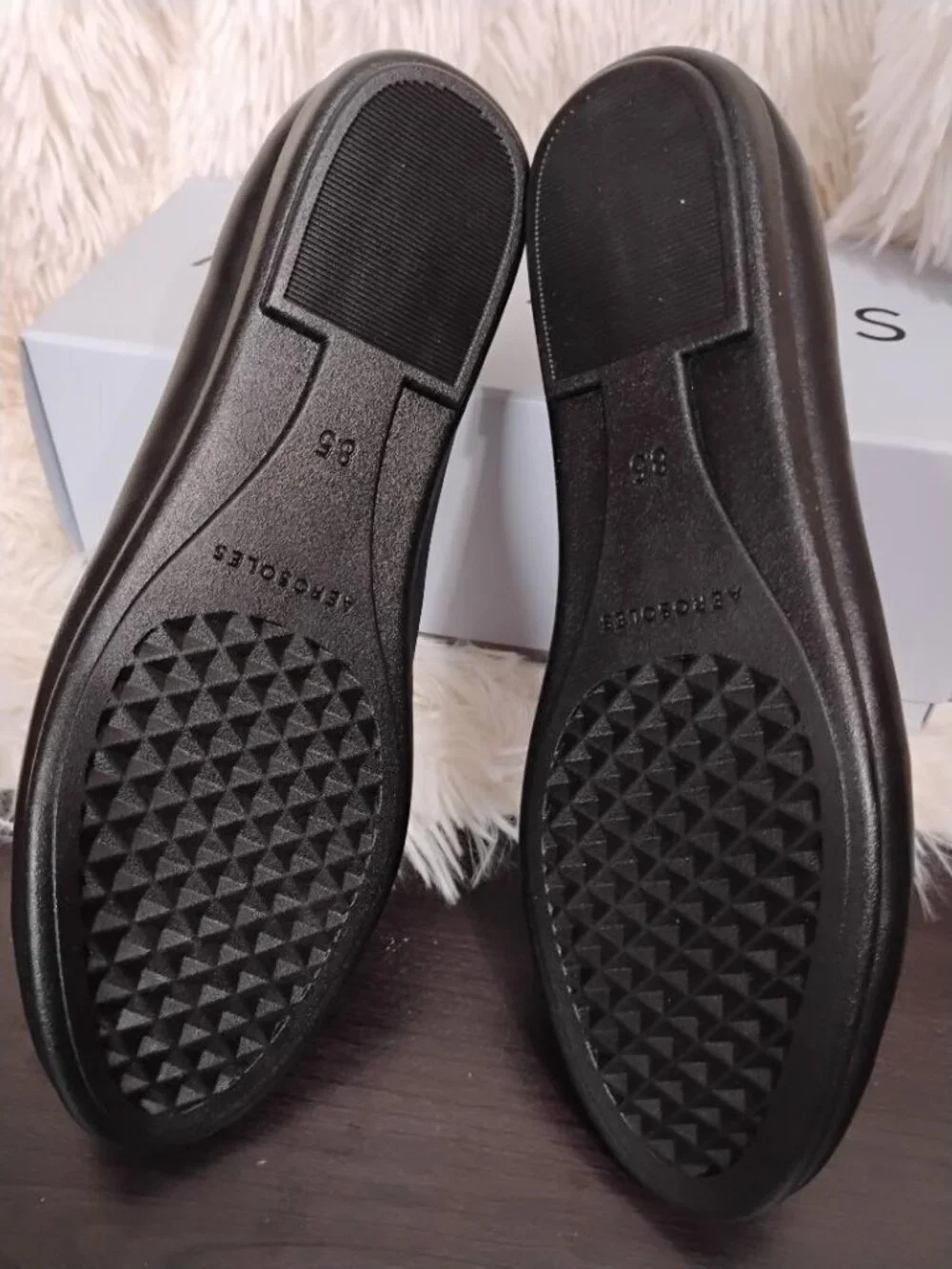 Aerosoles Womens Black Brielle Faux Leather Slip On Flat Loafers NIB Size 8.5M